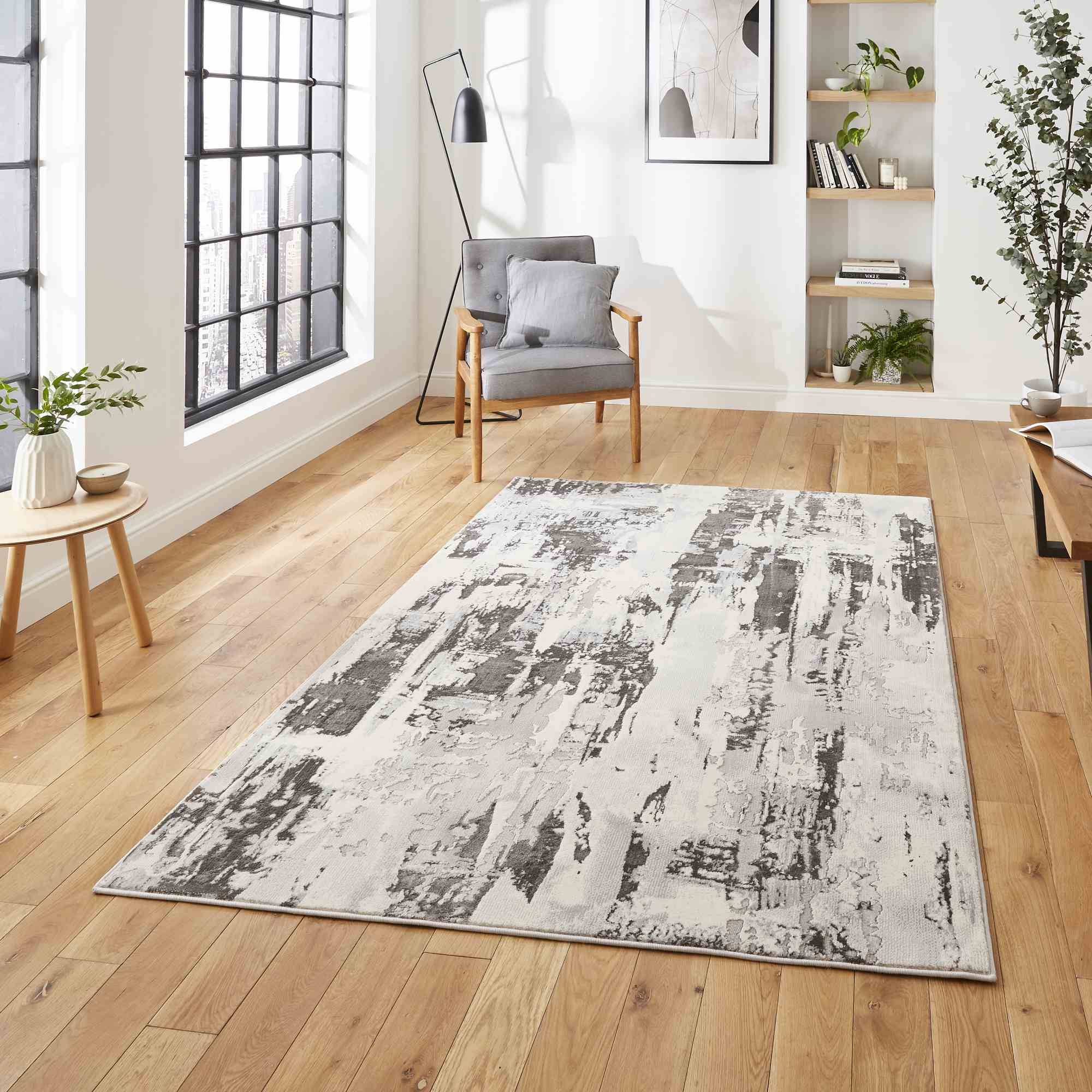Think Rugs Apollo GR579 Modern Abstract Grey, White