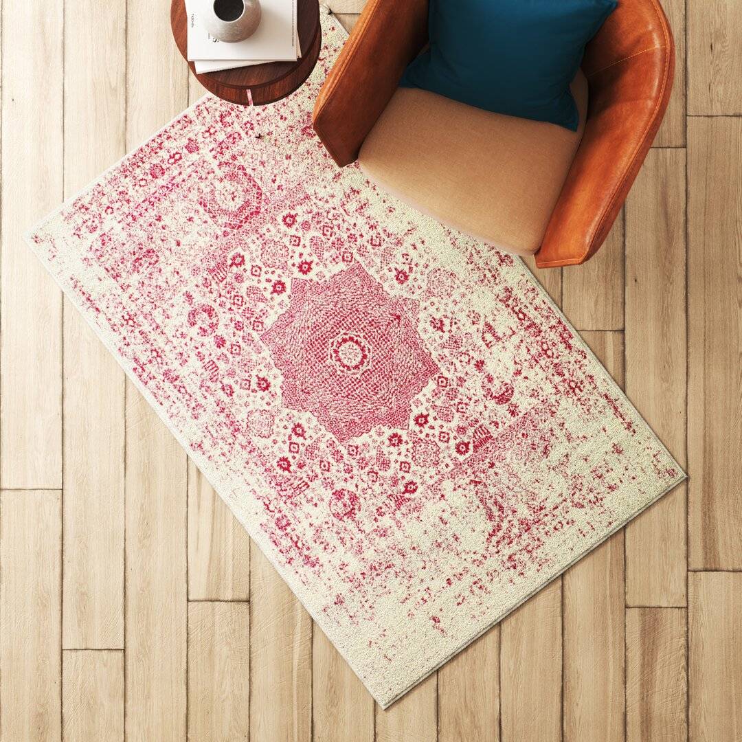 Mercury Row Alachua Power Loom Ivory/Fuchsia Rug