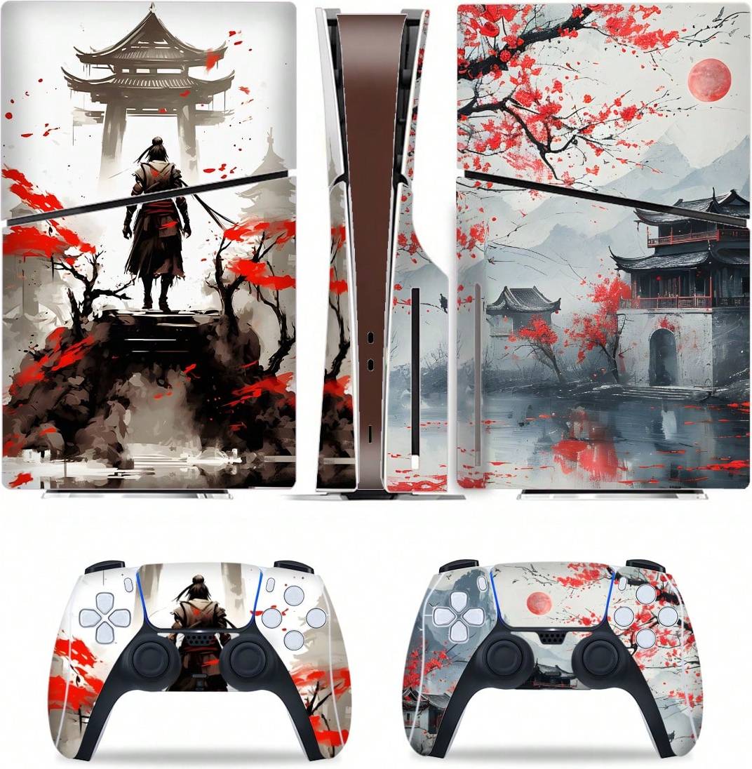 Shein PS5 Console & Controller Sticker Set - Oriental Swordsman Ink Painting Pattern