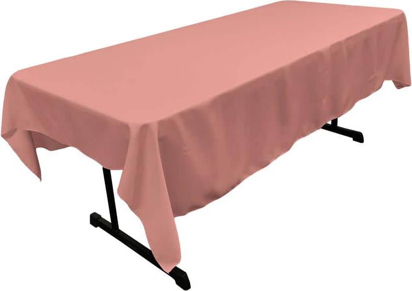 LA Linen Polyester Poplin 60 by 84 Inch Rectangular Dusty Rose Tablecloth Pink