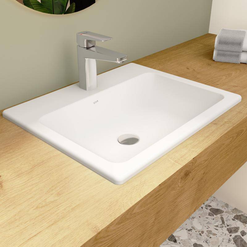 Vitra S20 Compact Countertop Inset Basin Front Overflow 550mm Wide