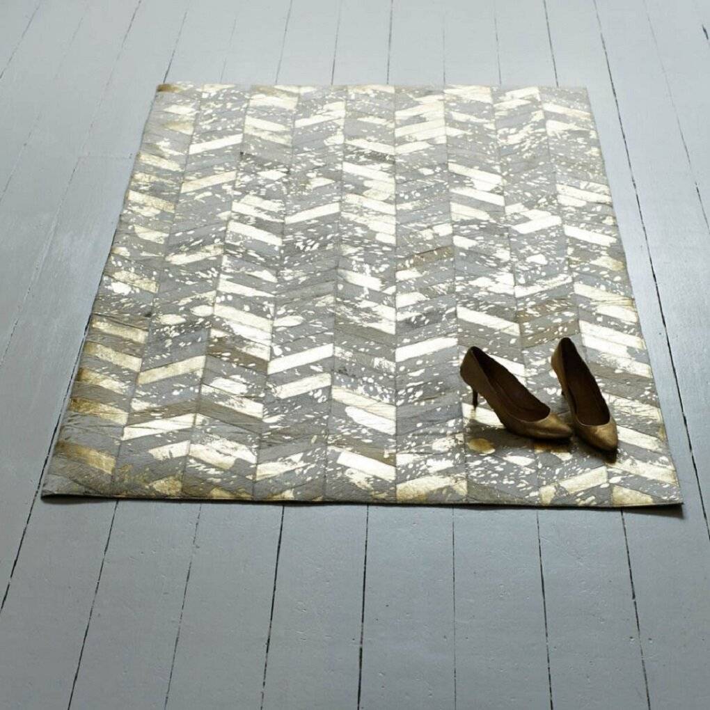 Union Rustic Handmade Cowhide Gold Ivory Rug 180 x 240 cm Yellow