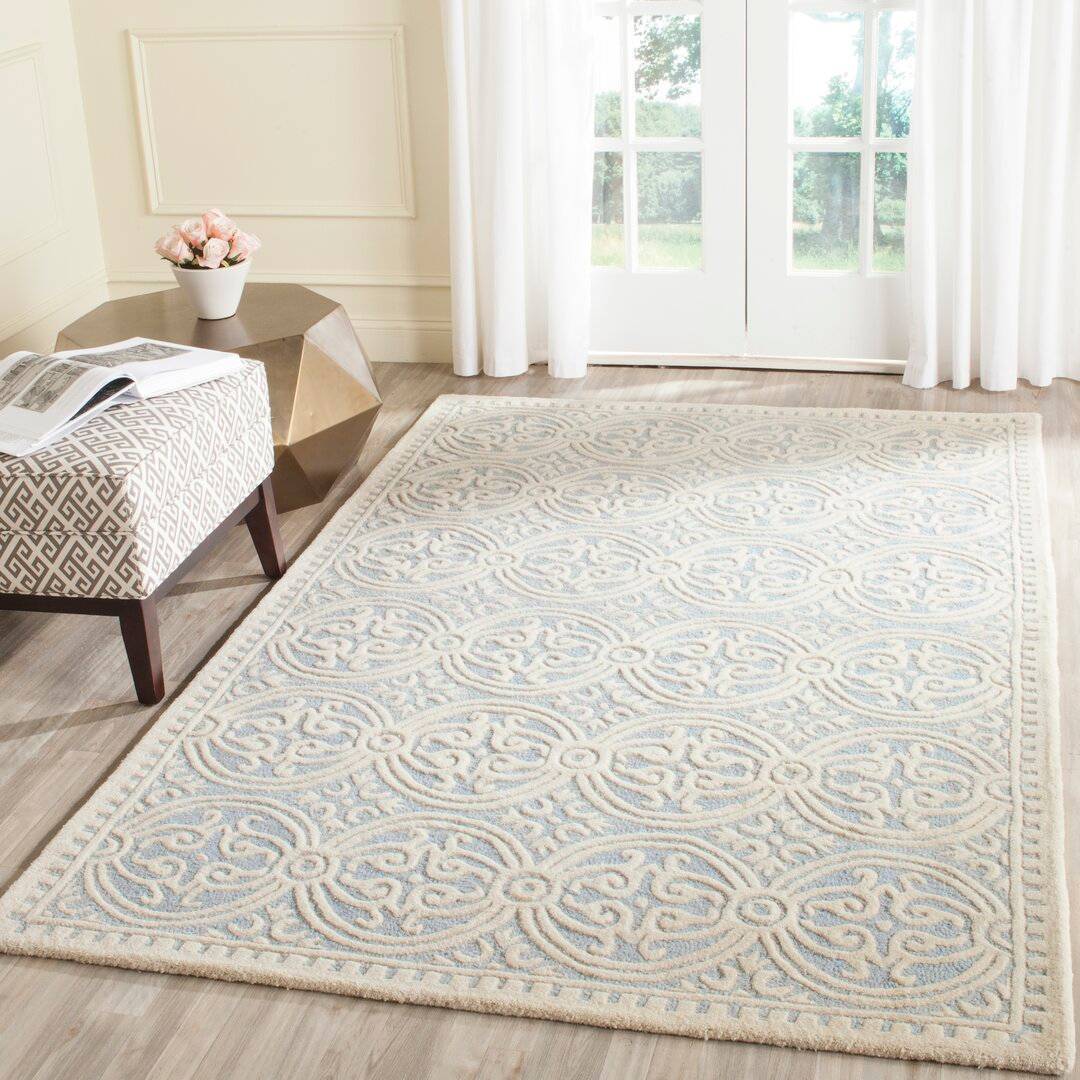 Three Posts Barile Hand Tufted Wool Blue