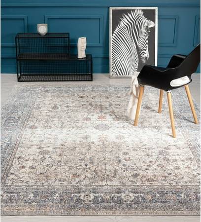 Kalaty Traditonal Bordered Area Rug Earth/Denim