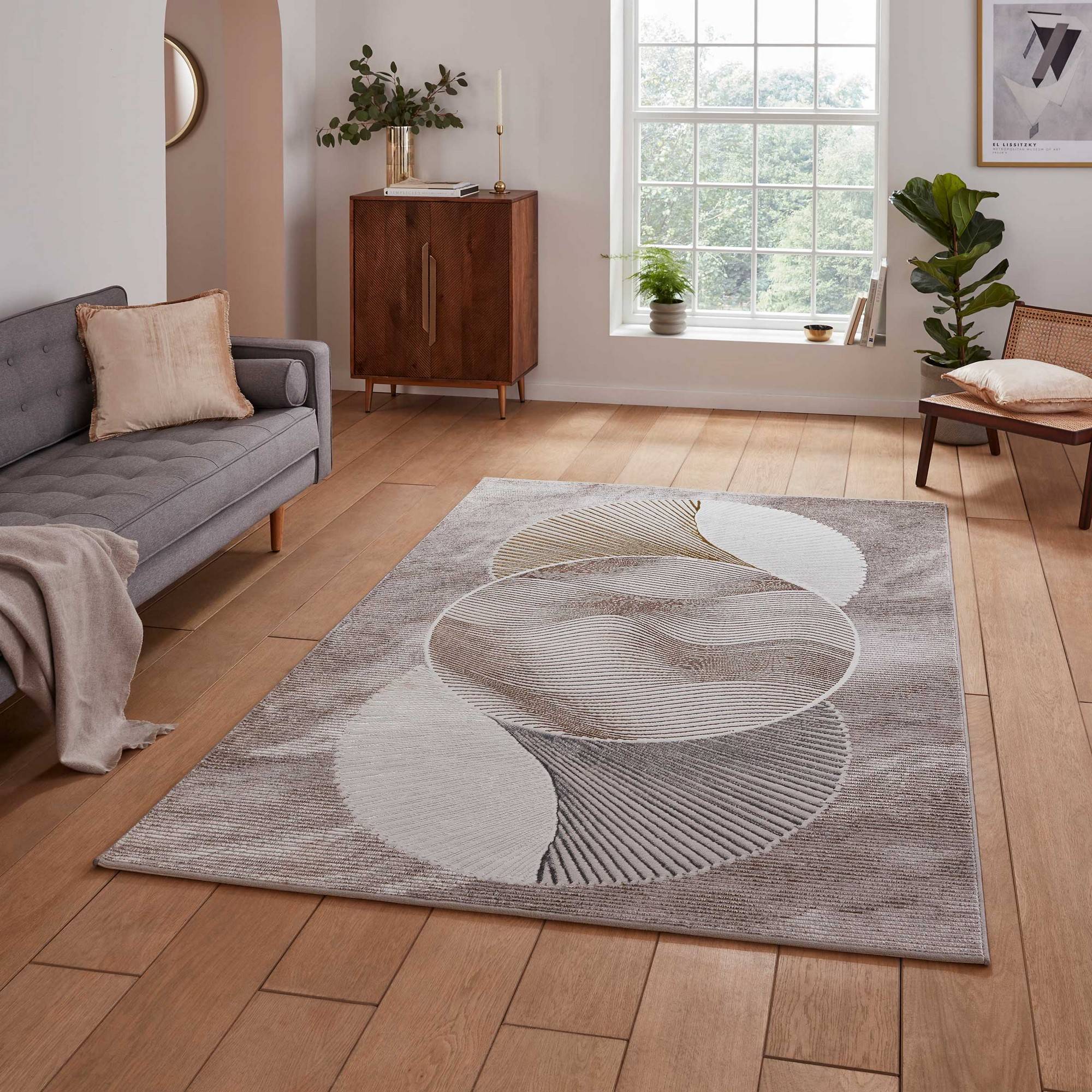 Think Rugs Creation 50097 Geometric Textured Gold