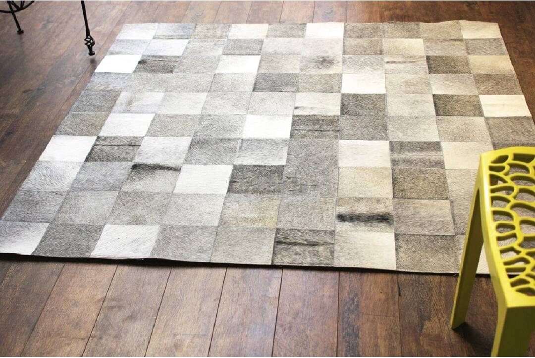 Union Rustic Cowhide Grey Rug Rectangle 120 x 180 cm Grey