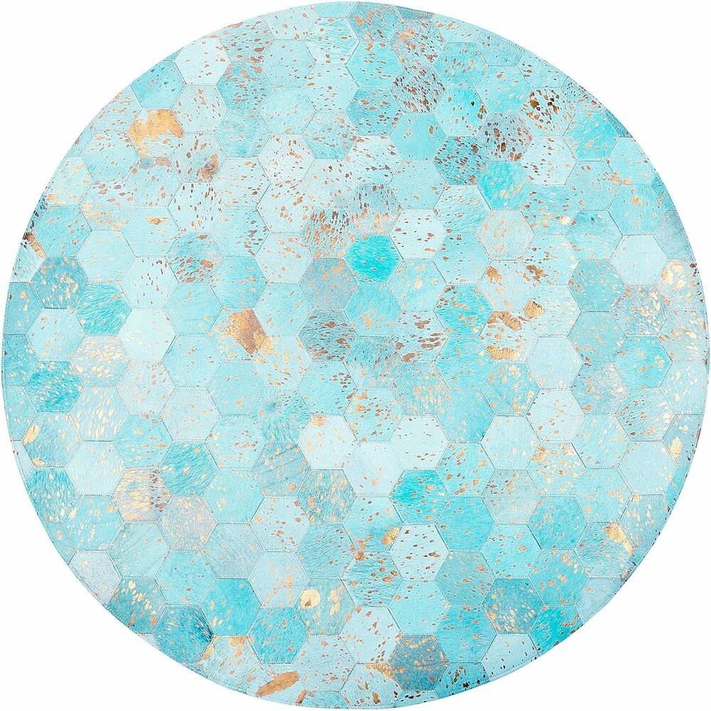 Canora Grey Croix Cowhide Rug Brown, Turquoise