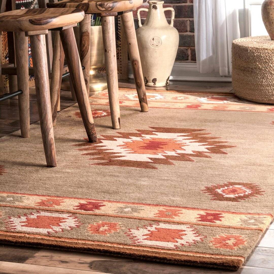 Union Rustic Hand-Tufted Wool Grey Rug Rectangle 122 x 183 cm Grey