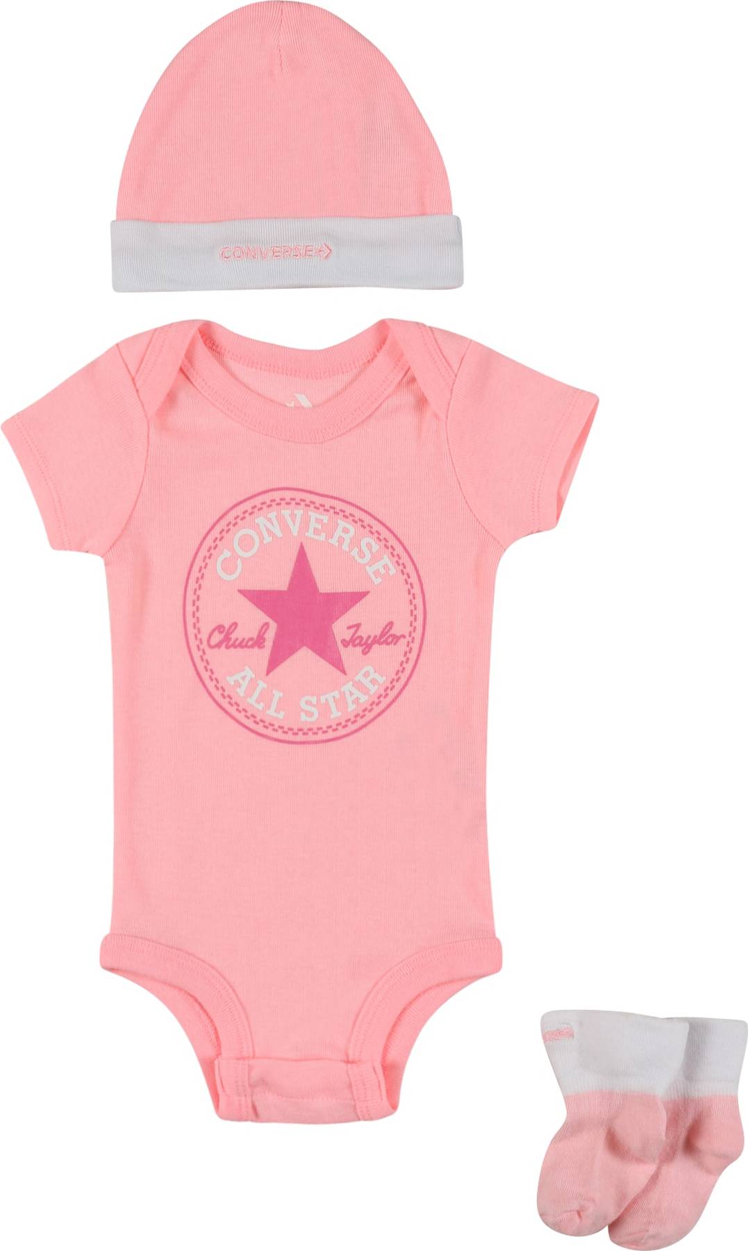 Converse Baby Bodysuit, Hat & Slippers Set - Rosa