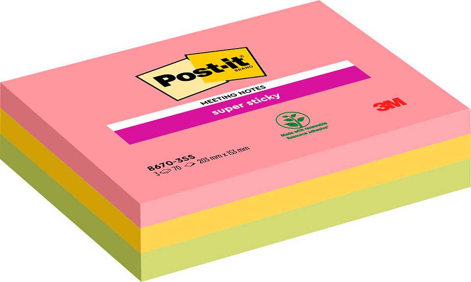 Post-it Super Sticky Meeting Notes 3 Blocks