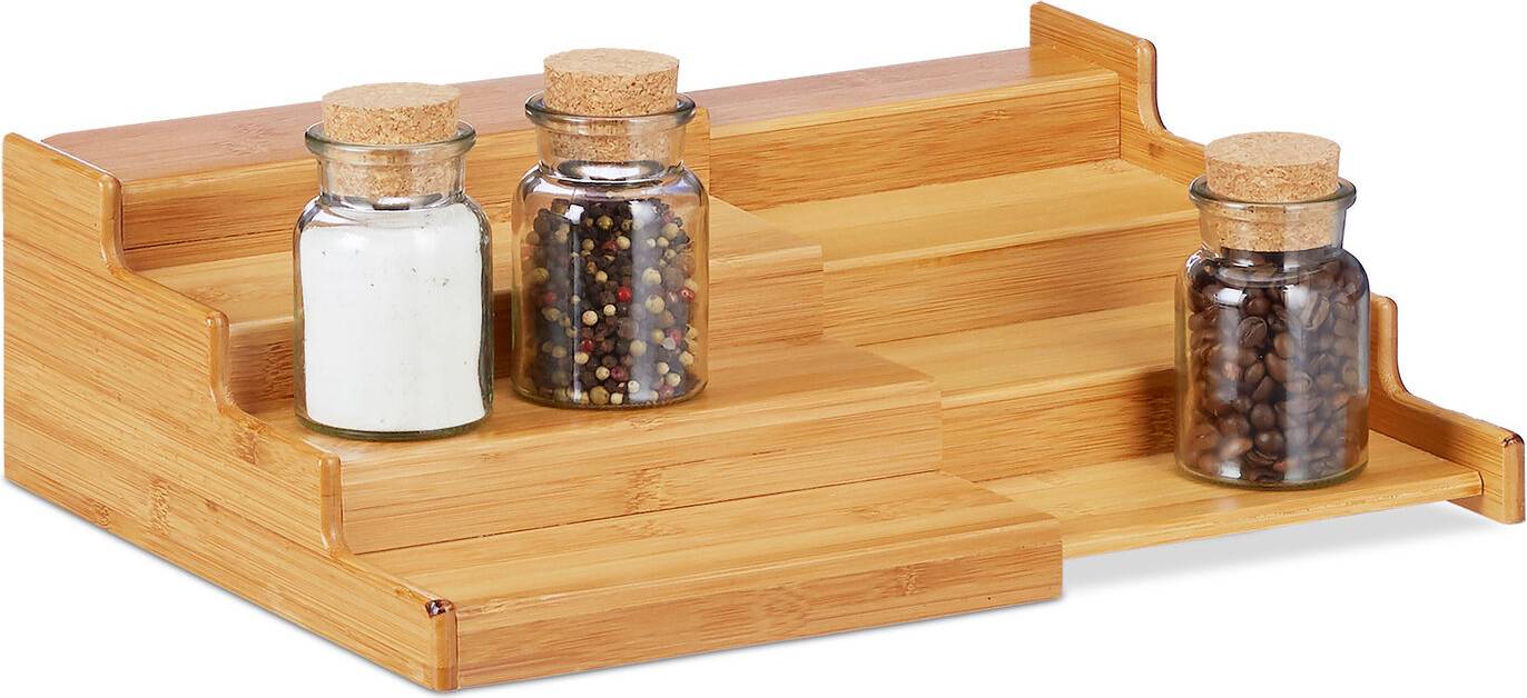 Relaxdays Bamboo 4-Tier Spice Rack