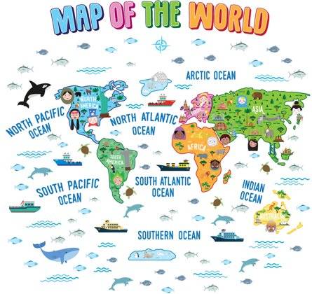 Walplus Map Of The World Kids Sticker PVC