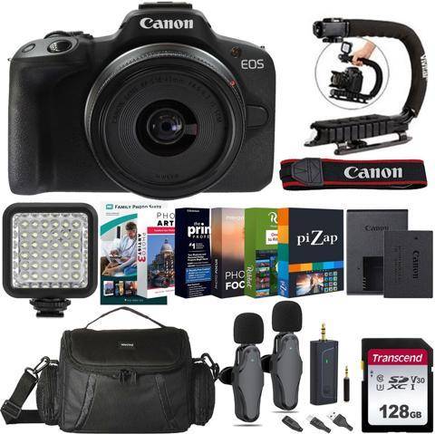 Canon eos r50 kit Canon EOS R50 Mirrorless Camera with 18-45mm Lens All Inclusive Professional Video Podcasting Kit