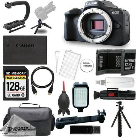 Canon eos r50 kit Canon EOS R50 Mirrorless Camera Black 128GB Extra Battery 9 PC Filter- ULTIMATE Kit