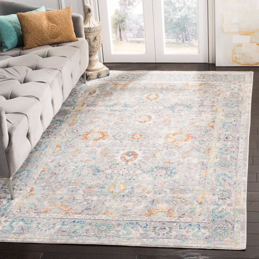 Three Posts Attamore Looped Rug Rectangle 160 x 230 cm Blue, Grey
