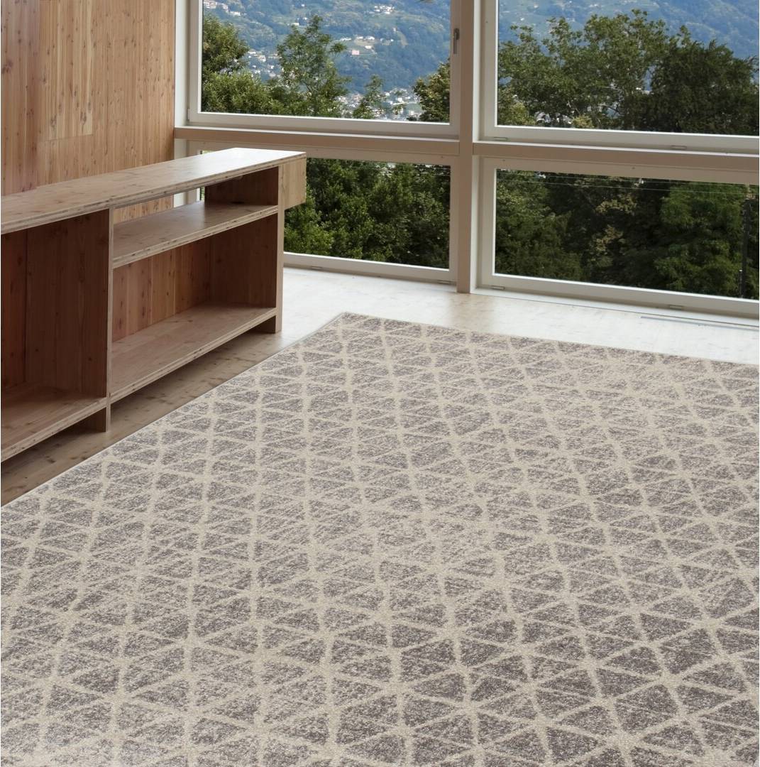 Ebern Designs Elliot Ivory/Grey Rug White, Grey