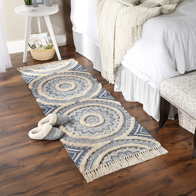 DII Printed Hand-Loomed Shag Rug Runner White