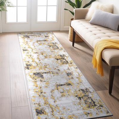 World Rug Gallery Contemporary Chic Abstract Yellow