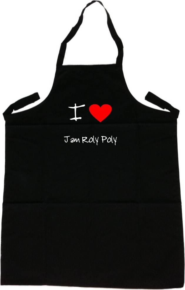 TeeTreeDesigns I Love Heart Jam Roly Apron Black