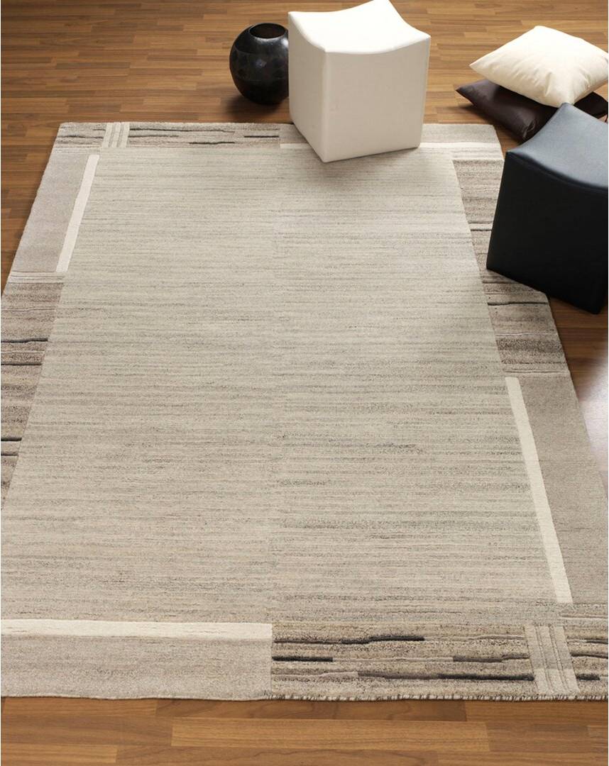 Ebern Designs Hand Knotted Wool Grey