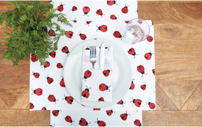 C&F Home Ladybug Pattern Spring Table Runner Tablecloth Red