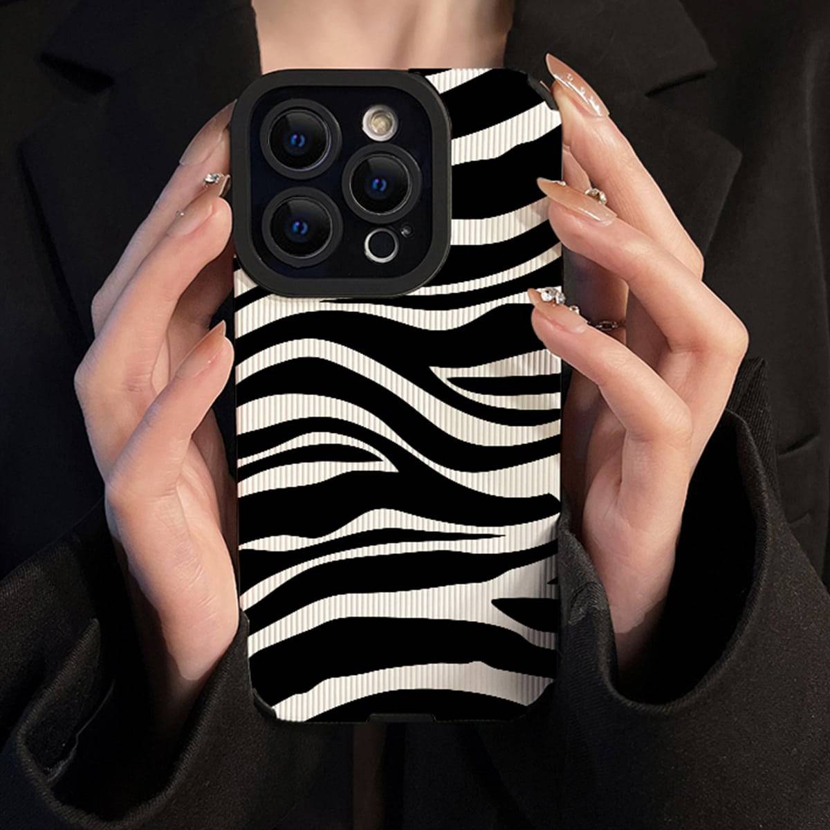 Shein Zebra Ribbed Phone Case Compatible With iPhone Pro Max
