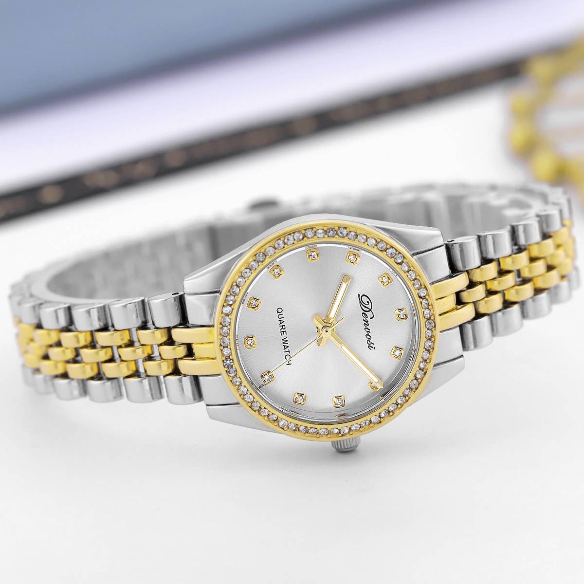 Shein Rhinestone Decor Round Pointer Water Resistant