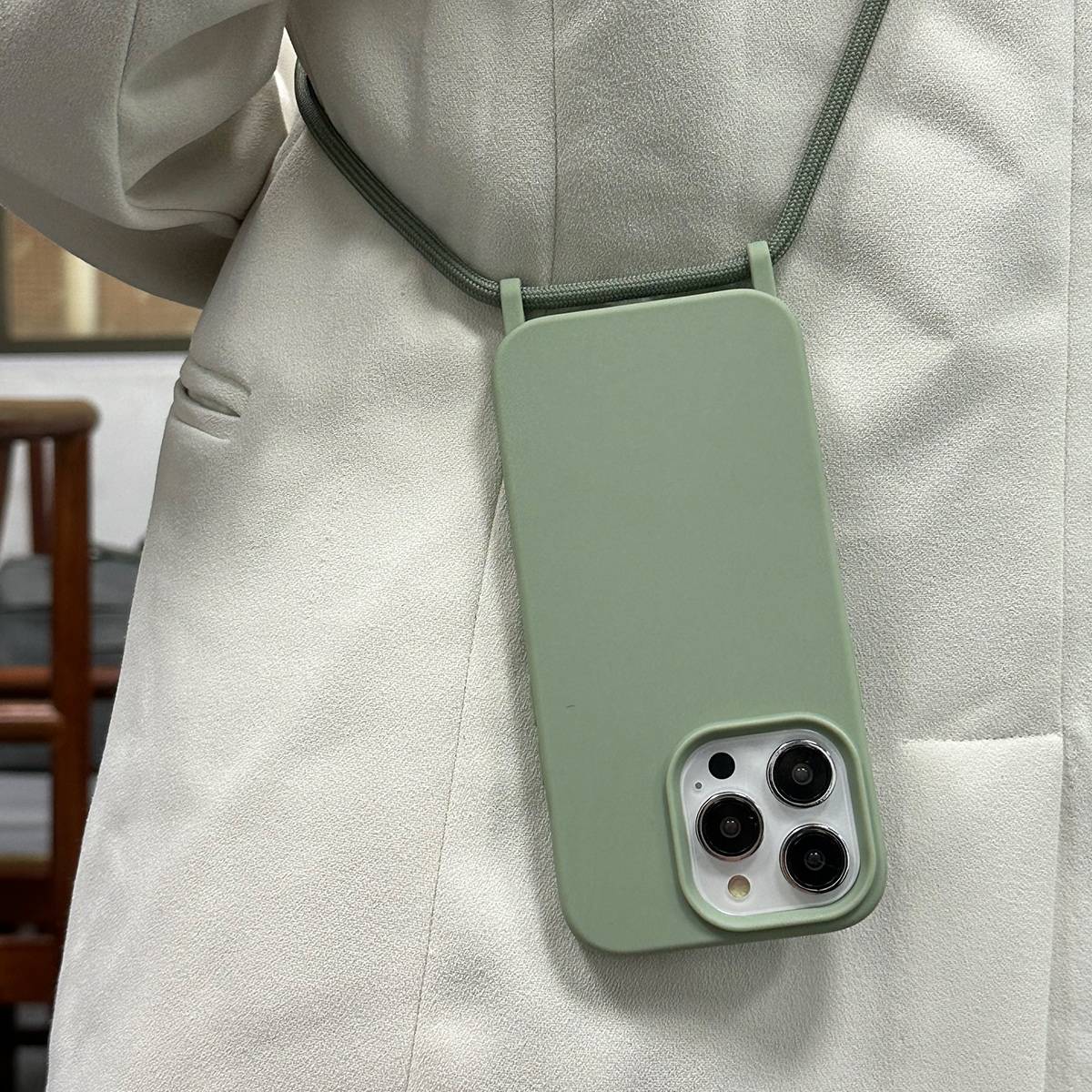 Shein Crossbody Green Phone Case With Hang Rope Compatible With Apple Iphone Compatible With iPhonePlusProPromax