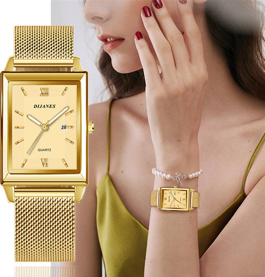Shein Gold Color Luxury Rectangle Pointer For Daily Life