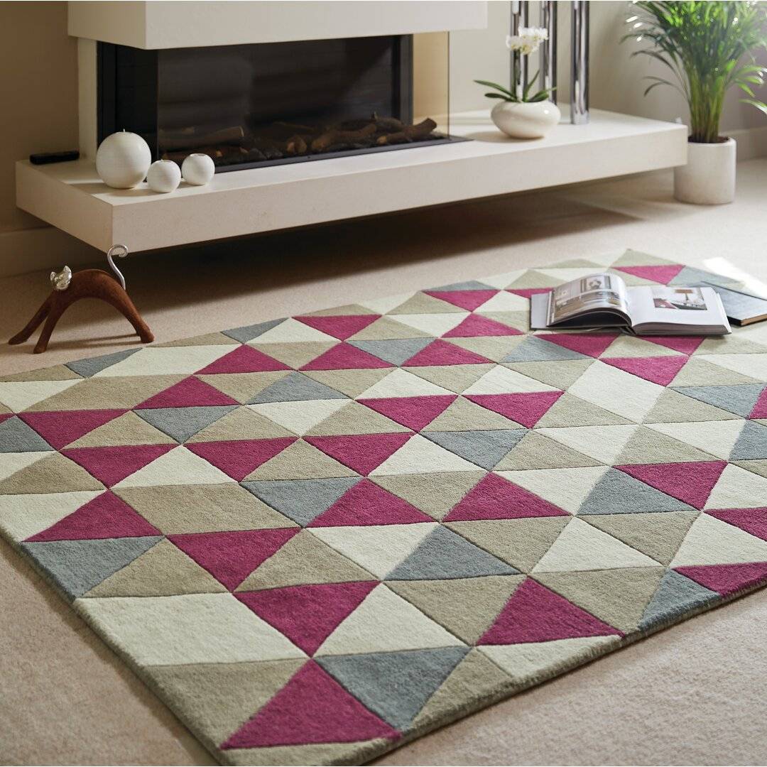 Ebern Designs Fetzer Funky Wool Raspberry Rug Red