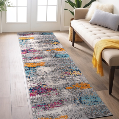World Rug Gallery Geneva Contemporary Distressed Multicolor 24x"