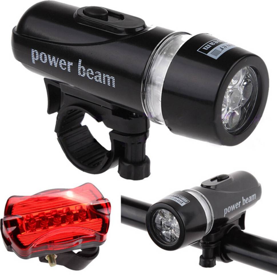 Waterproof Bike Light Set with LED Front Headlight and Rear Safety Flashlight