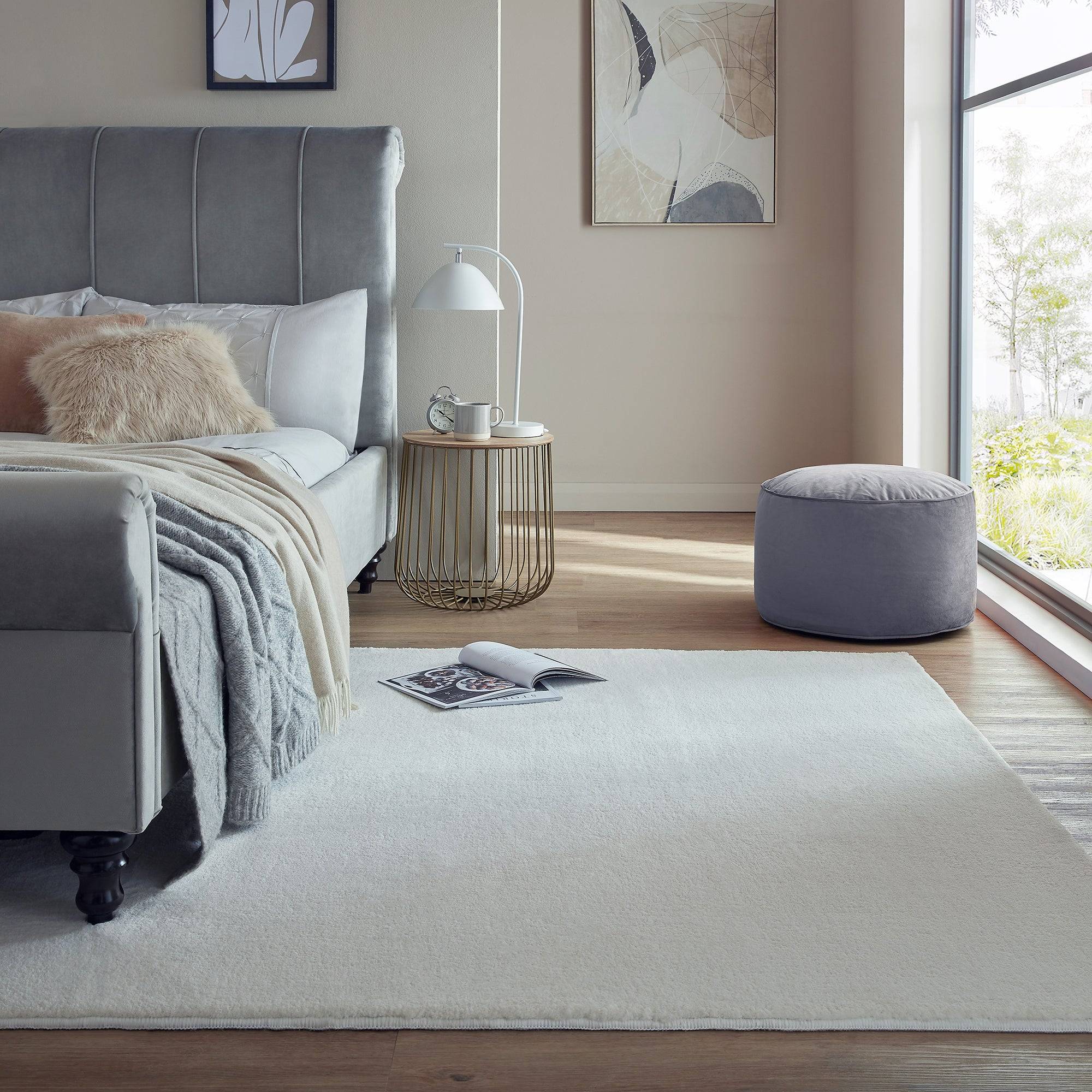 Dunelm Softie Rug Cream White