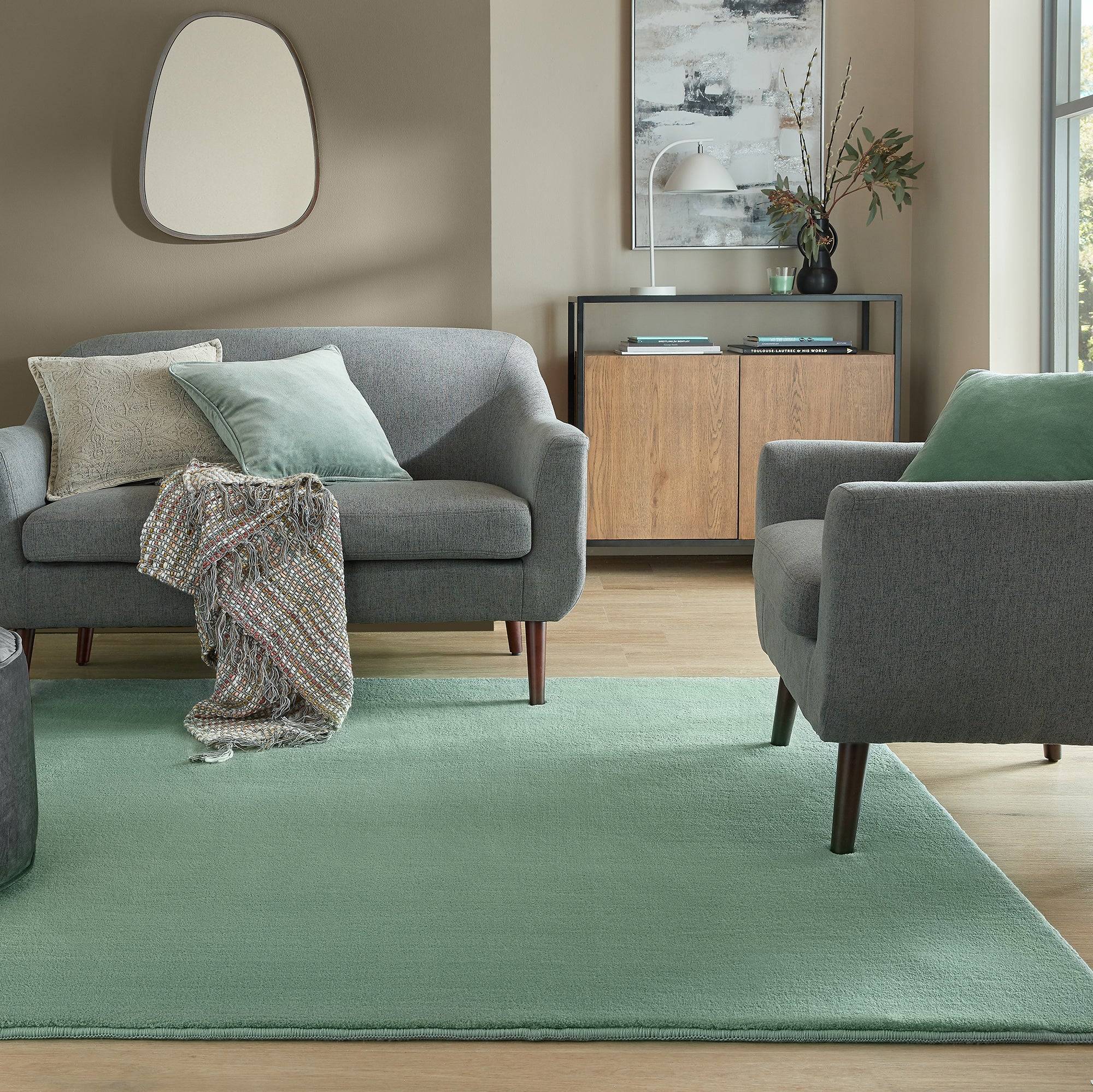 Dunelm Softie Rug Green