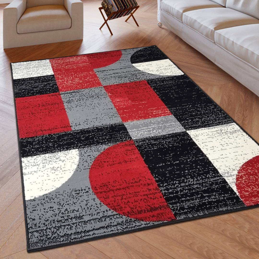 Corrigan Studio Black Red Area Rug Red