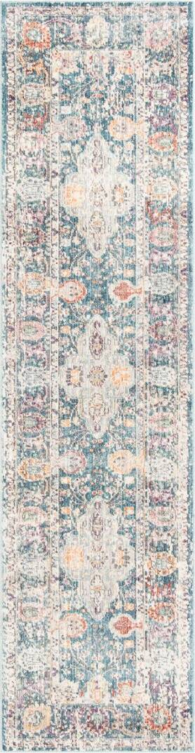 Three Posts Aviston Teal/Cream/Purple Rug