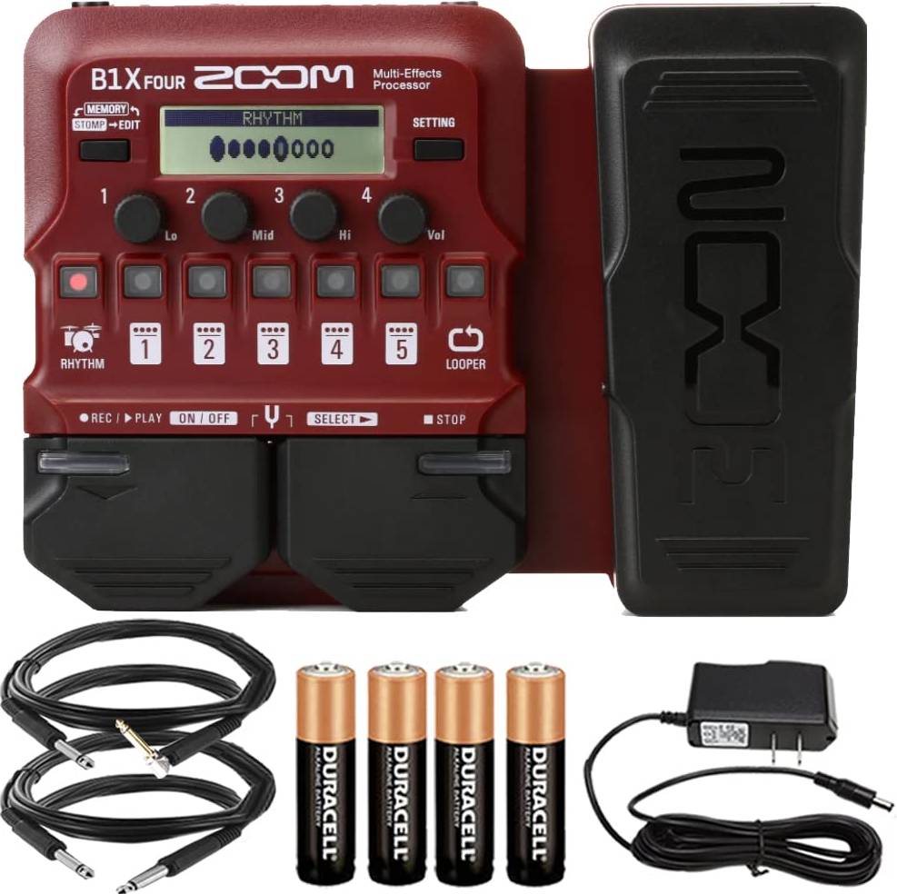 Multi effects pedal Zoom B1X FOUR Bass Multi-Effects Processor Pedal Accessory Kit