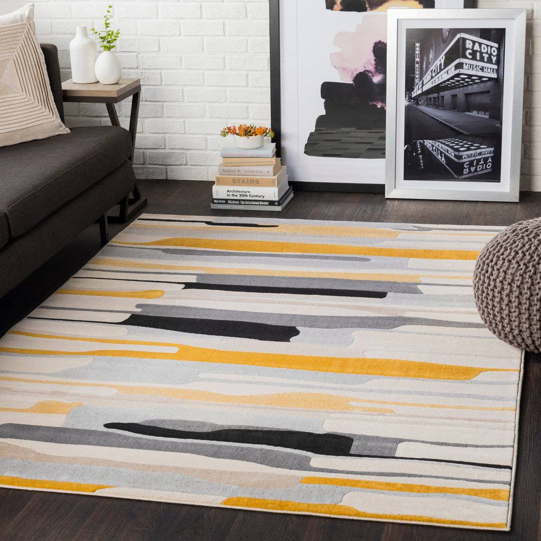 Wade Logan Roloff Dimond Striped Area Rug 119 x 170 cm Yellow