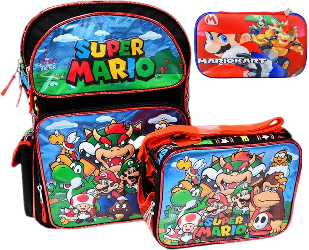 Kool-Stop Large School Backpack Mario Design Bundle - Multicolor