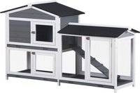 Pawhut Wooden 2-Tier Rabbit Hutch Ramp