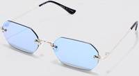 boohooMAN Hexagonal Rimless Sunglasses - Blue