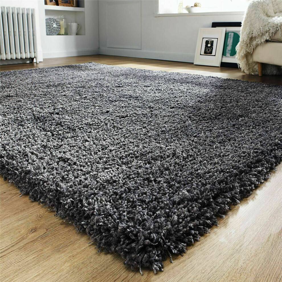 Moonlight Bedding Shaggy Rug NON SLIP RUGS SHAGGY RUNNER Black