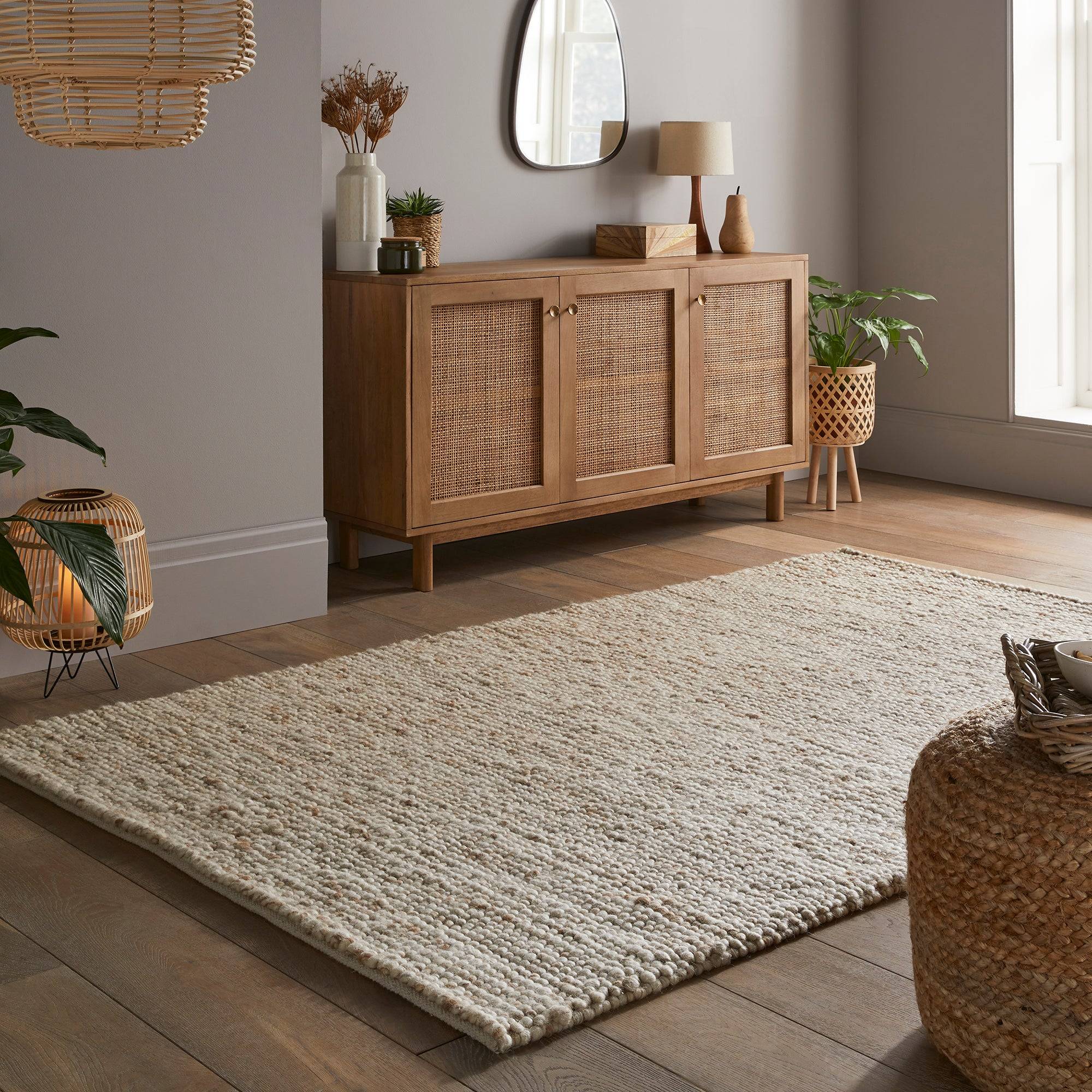 Dunelm Pebble Wool Rug Brown