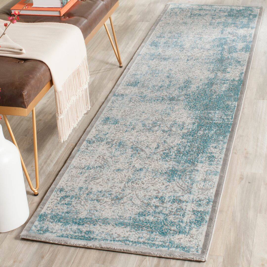 Three Posts Bansom Turquoise/Ivory Rug