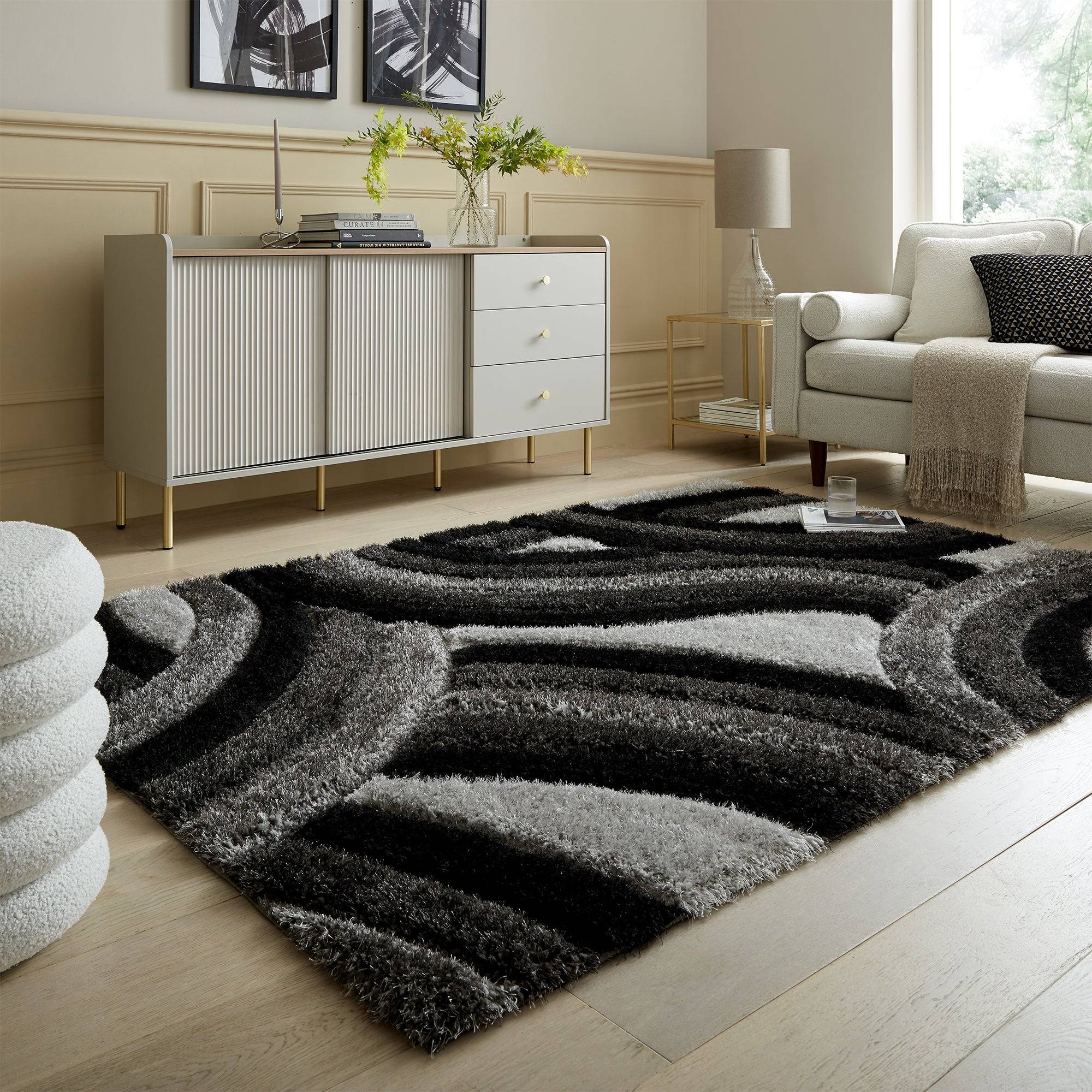 Dunelm Indulgence Rug Black
