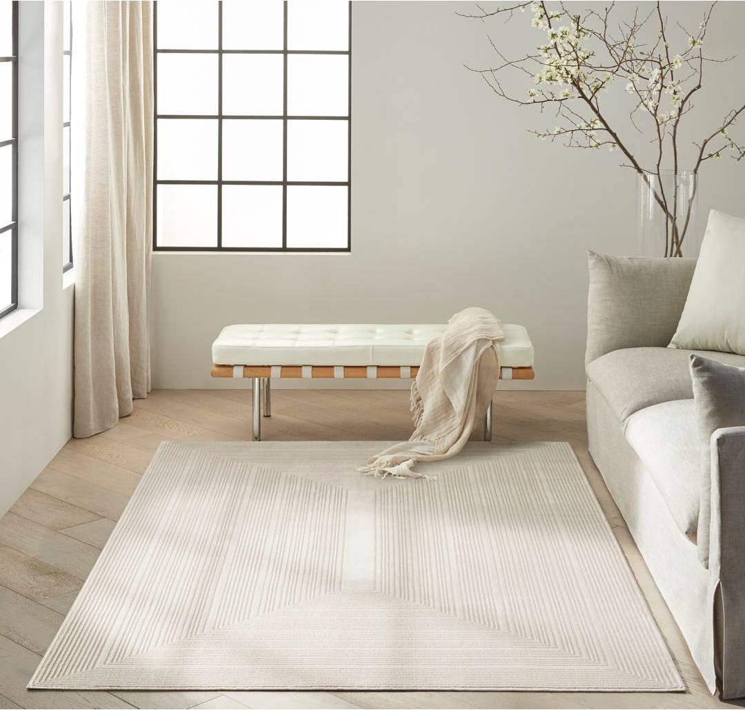 Calvin Klein Machine Woven Ivory Rug White