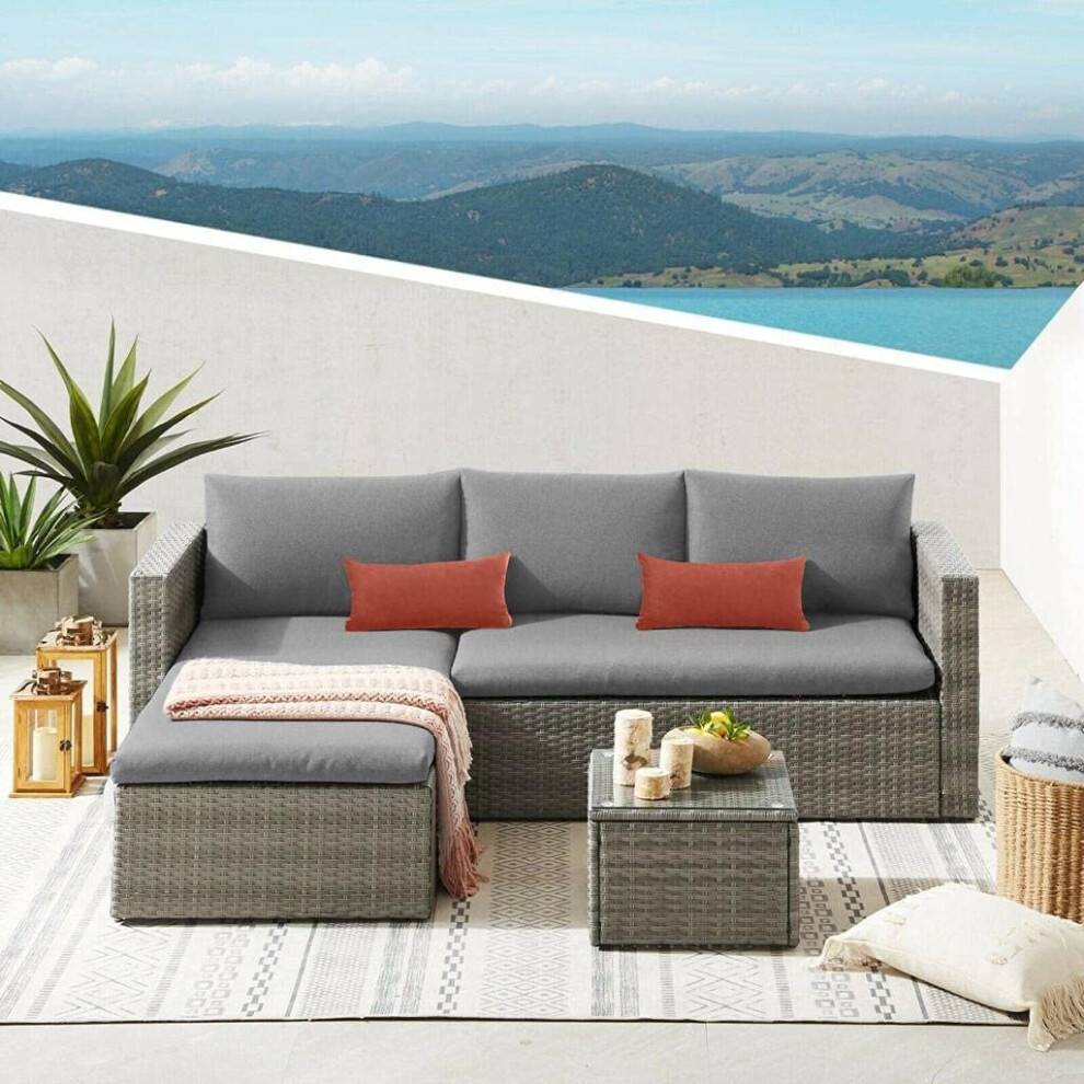 EVRE Malibu Rattan Sofa Set - Grey Modular Sofa
