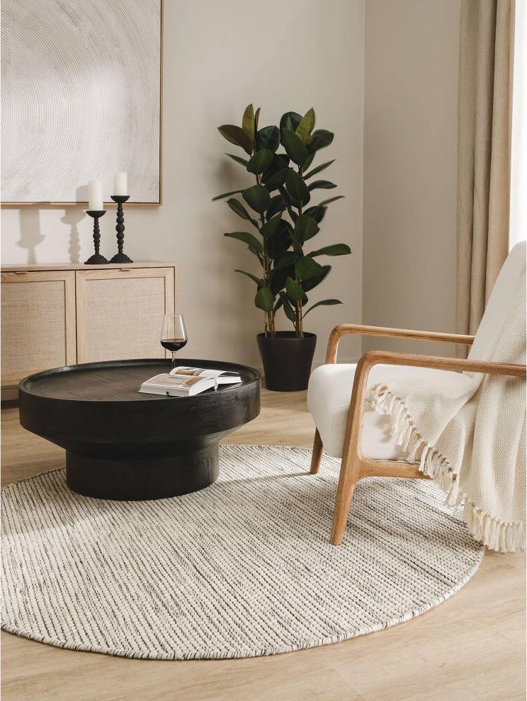 Rocco teppich benuta Pure Rocco Rund Wollteppich 200 cm Beige