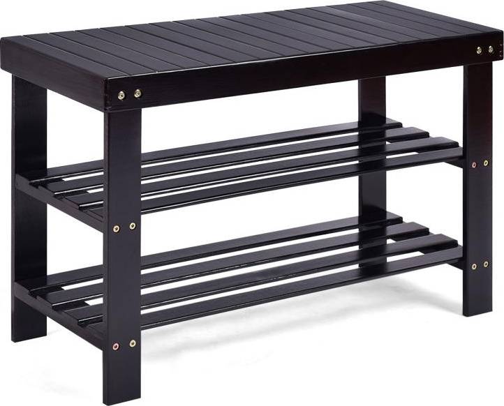 3 tier shoe bench SlickBlue 3 Tier Bamboo Bench Shoe Rack