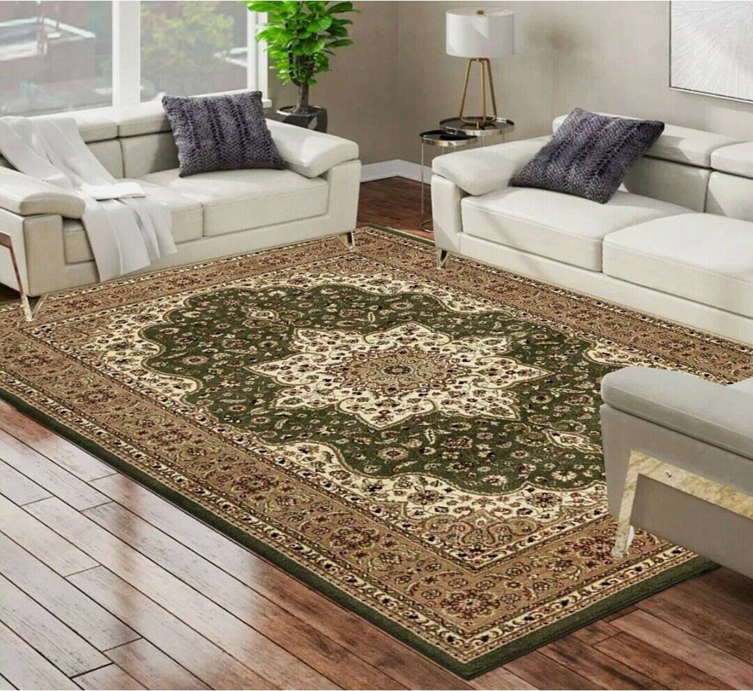 Three Posts Warren Looped Green/Beige Rug